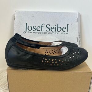 Josef Seibel Black Perforated Women's Loafers